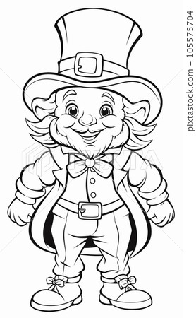 St. Patrick's Day leprechaun coloring book AI... - Stock Illustration ...