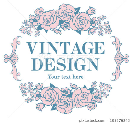 Decorative frame with antique flowers. Vector material. 105576243
