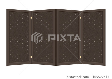 Four-leaf black wooden folding screen with basketweave pattern Four-leaf black wooden folding screen with basketweave pattern 105577415