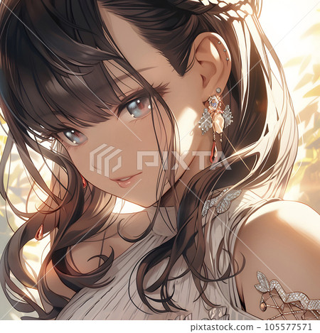 有著可愛笑容的姐姐的動漫風格插圖（生成AI）-插圖素材 [105577571] - PIXTA圖庫