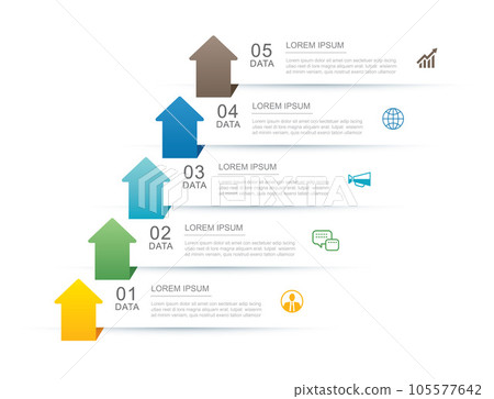 5 data infographics arrow tab paper index timeline template. Vector illustration abstract background. 105577642