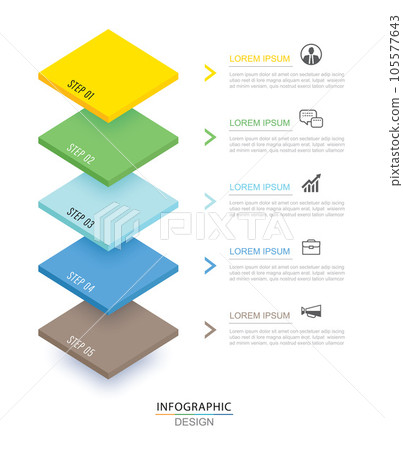 5 data infographics tab paper index timeline template. Vector illustration abstract background. 105577643