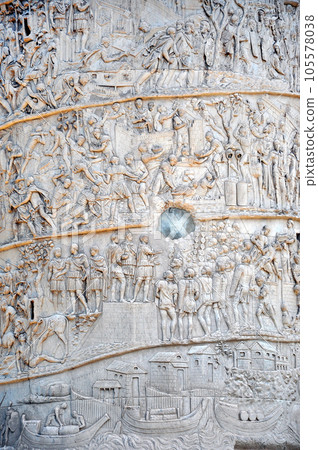 Detail of the Column of Traianus, Trajan's column. Rome, Italy 105578038