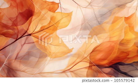 秋天的樹葉和枯葉在風中跳舞的圖像背景。人工智能一代 105579142