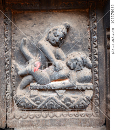 Erotic carvings on Hindu temples in Kathmandu, Nepal Erotic carvings on Hindu temples in Kathmandu, Nepal 105579683