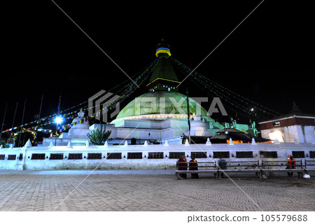 Boudhanath stupa at night, Kathmandu, Nepal 105579688