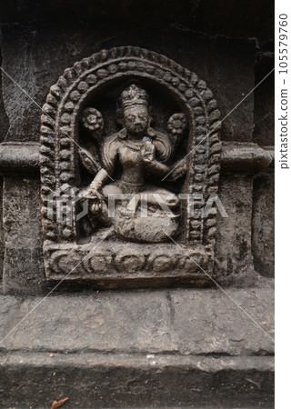 Stone statuette of sitting Buddha in Swayambhunath. Now destroyed after the earthquake that hit Kathmandu, Nepal Stone statuette of sitting Buddha in Swayambhunath. Now destroyed after the earthquake that hit Kathmandu, Nepal 105579760