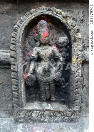 Ancient statuette of sitting Buddha in Swayambhunath. Now destroyed after the earthquake that hit Kathmandu, Nepal Ancient statuette of sitting Buddha in Swayambhunath. Now destroyed after the earthquake that hit Kathmandu, Nepal 105579768
