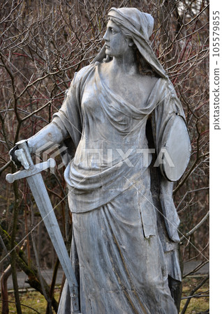 Statue of a Roman Goddess with a sword Statue of a Roman Goddess with a sword 105579855