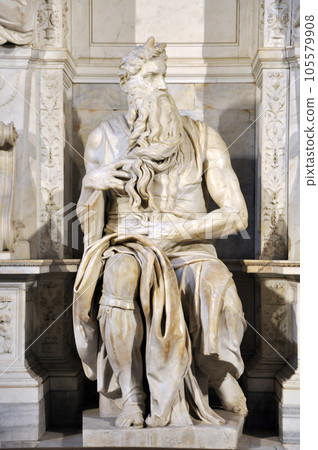 Statue of Moses by Michelangelo in the church of San Pietro in Vincoli. Rome 105579908