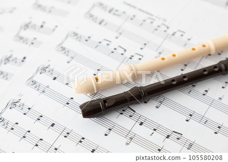 Recorder and sheet music image 03 Recorder and sheet music image 03 105580208
