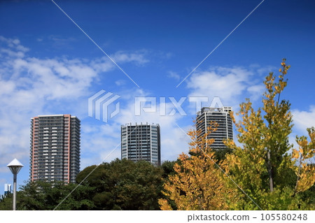 Blue sky and tower apartment Blue sky and tower apartment 105580248