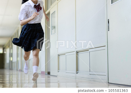 High school girl running on dash 105581363