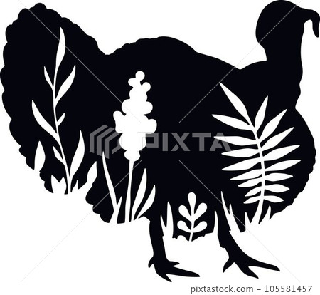 Turkey - Floral Animals Vector, Cut Stencil, Laser Cut Turkey - Floral Animals Vector, Cut Stencil, Laser Cut 105581457