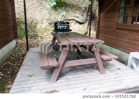 Sagamiko Resort Pleasure Forest Cottage and Barbecue Stove Summer Blue Sky Sagamihara City, Kanagawa Prefecture 105581798
