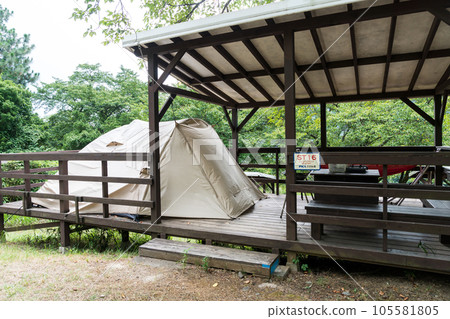 Sagamiko Resort Pleasure Forest Authentic Tent Blue Sky in Summer Sagamihara City, Kanagawa Prefecture 105581805