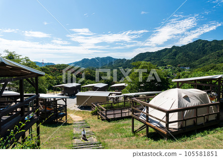 Sagamiko Resort Pleasure Forest Tents and Views Summer Blue Sky Sagamihara City, Kanagawa Prefecture Sagamiko Resort Pleasure Forest Tents and Views Summer Blue Sky Sagamihara City, Kanagawa Prefecture 105581851
