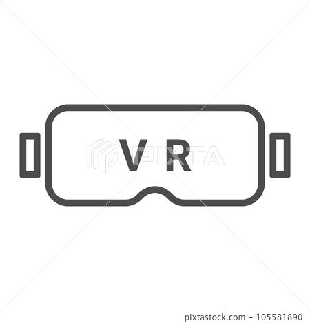 VR 護目鏡簡單線條畫矢量圖標說明 105581890