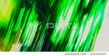 Abstract Nature Blurred dynamic motion lines defocused light bright dark green yellow tropical leaves Wallpaper screensaver design background 105582047