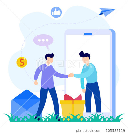 Illustration vector graphic cartoon character of referral program 105582119