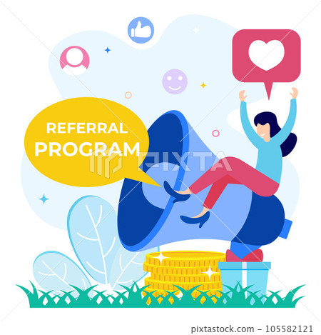 Illustration vector graphic cartoon character of referral program 105582121