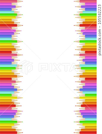Realistic pencils border. Drawing crayons in a line 105582223