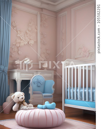 Realistic pastel room for baby girl: Disney 105582291