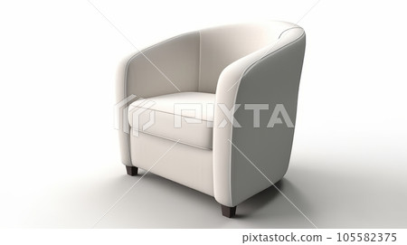 White cozy armchair, standing out against a white background White cozy armchair, standing out against a white background 105582375
