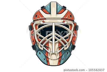 Hockey Goalie Mask flat illustration, Vector illustration Hockey goalie helmet 105582837
