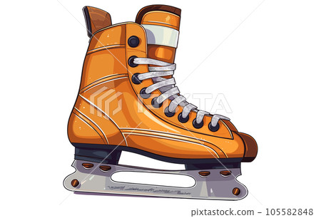 Hockey skates in flat black style illustration, Ice skates for playing hockey, 105582848