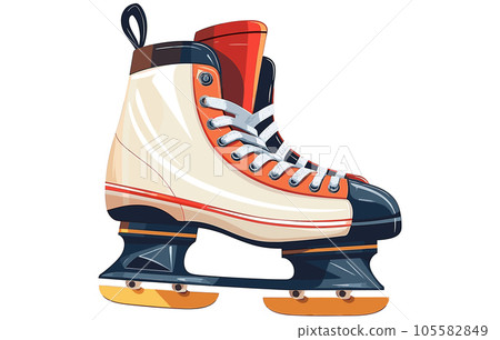 Hockey skates in flat black style illustration, Ice skates for playing hockey, 105582849
