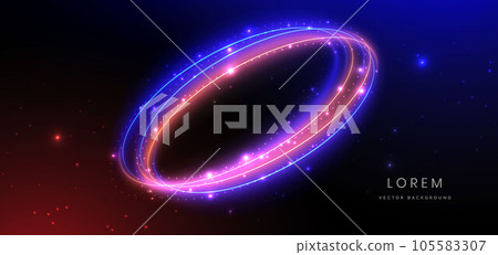 Abstract background luminous swirl neon blue and orange with lighting effect. 105583307