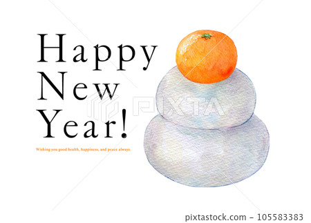 Watercolor illustration New Year's card New Year's card material Kagami-mochi 105583383