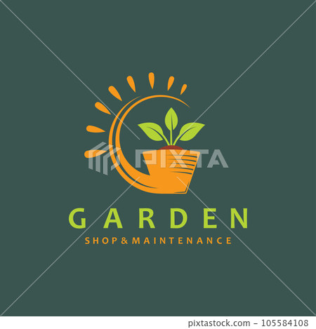 potted plant and sun form the letter g for the garden icon vector concept design web potted plant and sun form the letter g for the garden icon vector concept design web 105584108