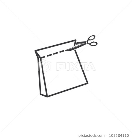 cut product packaging with scissors icon vector element design template 105584110