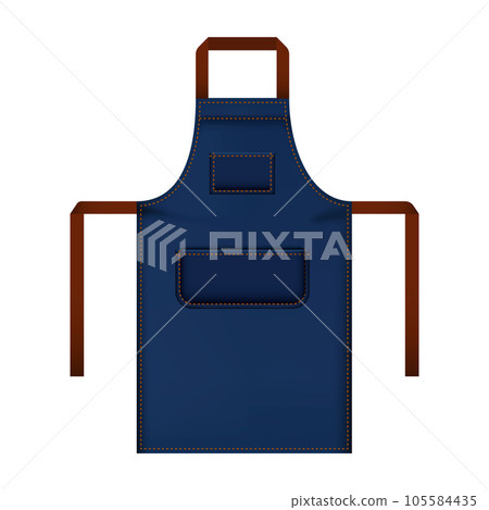 Blue work apron mockup. Realistic illustration of blue work apron vector mockup for web design isolated on white background 105584435