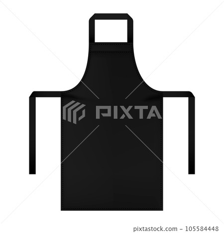 Black apron mockup. Realistic illustration of black apron vector mockup for web design isolated on white background Black apron mockup. Realistic illustration of black apron vector mockup for web design isolated on white background 105584448