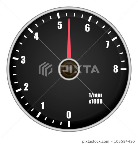 Car tachometer mockup. Realistic illustration of car tachometer vector mockup for web design isolated on white background 105584450
