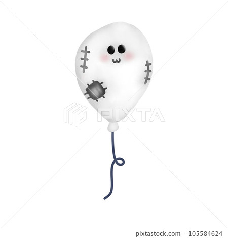 funny ghost with helium balloons Halloween  105584624