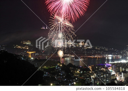 長崎夜景、稻佐山和煙花03 105584818