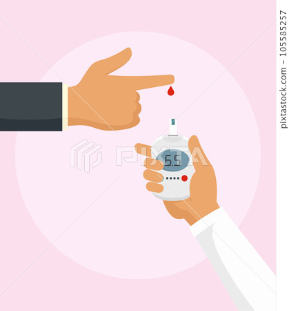 Test blood with glucometer background. Flat illustration of test blood with glucometer vector background for web design 105585257