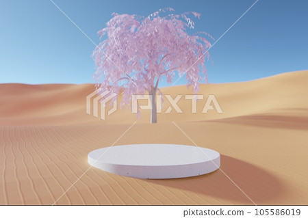3D podium with copy space for product display presentation on tropical sunset beach abstract background. Tropical summer and vacation concept. 3D podium with copy space for product display presentation on tropical sunset beach abstract background. Tropical summer and vacation concept. 105586019