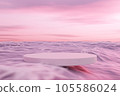 3D podium with copy space for product display presentation on tropical sunset beach abstract background. Tropical summer and vacation concept. 105586024