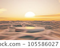 3D podium with copy space for product display presentation on tropical sunset beach abstract background. Tropical summer and vacation concept. 105586027