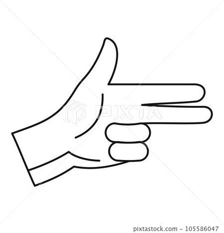 Pistol hand sign icon. Outline pistol hand sign vector icon for web design isolated on white background Pistol hand sign icon. Outline pistol hand sign vector icon for web design isolated on white background 105586047