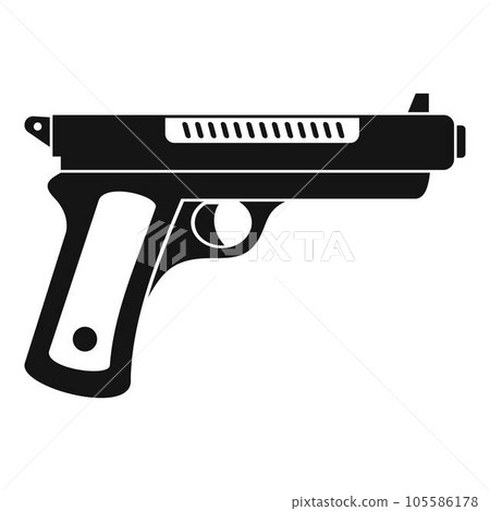 Gangster pistol icon. Simple illustration of gangster pistol vector icon for web design isolated on white background Gangster pistol icon. Simple illustration of gangster pistol vector icon for web design isolated on white background 105586178