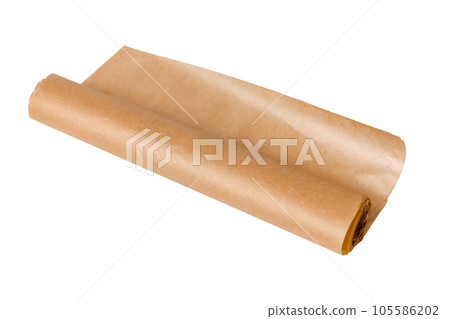Roll of baking parchment isolated on white background. Roll of baking parchment isolated on white background. 105586202