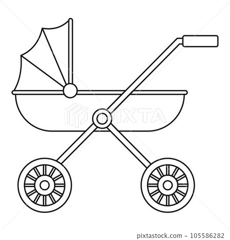 Brand baby pram icon. Outline brand baby pram vector icon for web design isolated on white background Brand baby pram icon. Outline brand baby pram vector icon for web design isolated on white background 105586282
