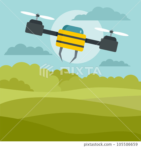 Flying drone background. Flat illustration of flying drone vector background for web design Flying drone background. Flat illustration of flying drone vector background for web design 105586659