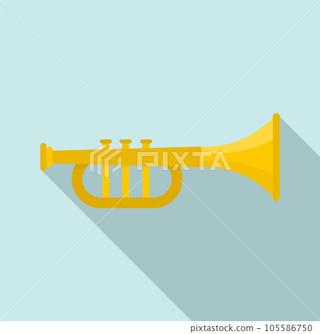 Gold trumpet icon. Flat illustration of gold trumpet vector icon for web design Gold trumpet icon. Flat illustration of gold trumpet vector icon for web design 105586750